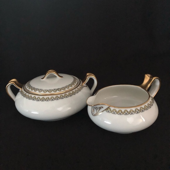 Haviland Limoges & Co Sugar & Creamer - Gold Accents - France - Picture 1 of 10